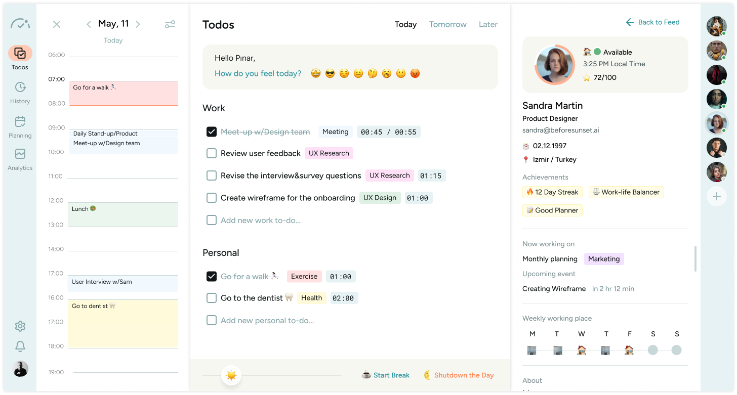 screenshot of BeforeSunset AI